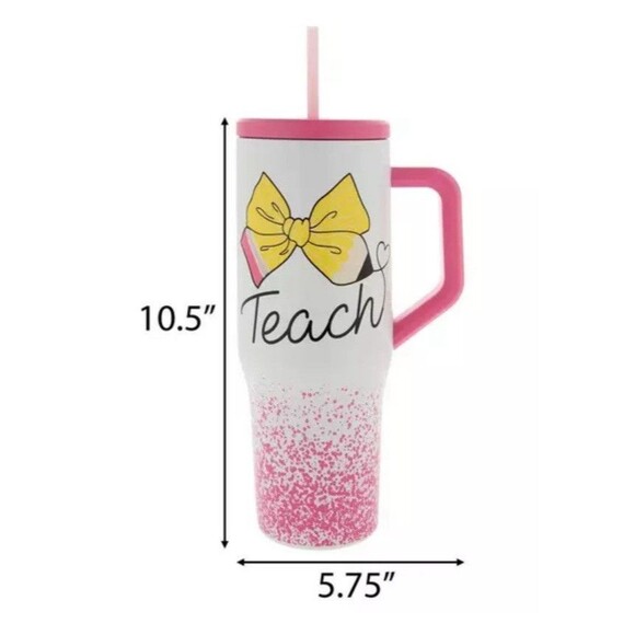 Teacher Stainless Steel Insulated Tumbler White with Straw - Picture 3 of 6